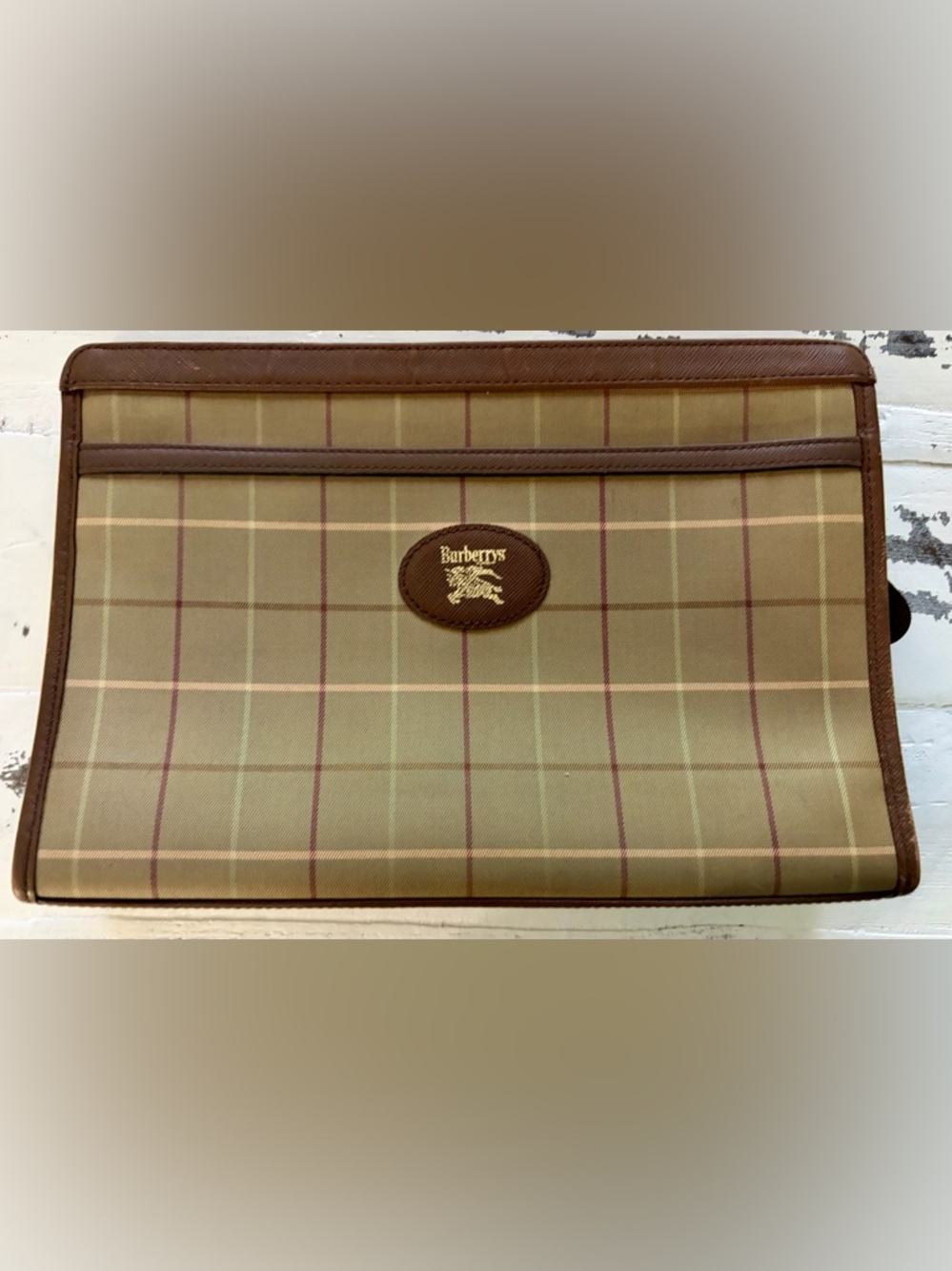 Burberrys Vintage Nova Check Clutch Bag Canvas Beige/Brown